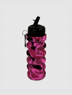 Botella Plegable Rosa Camuflada Silicona 550ml